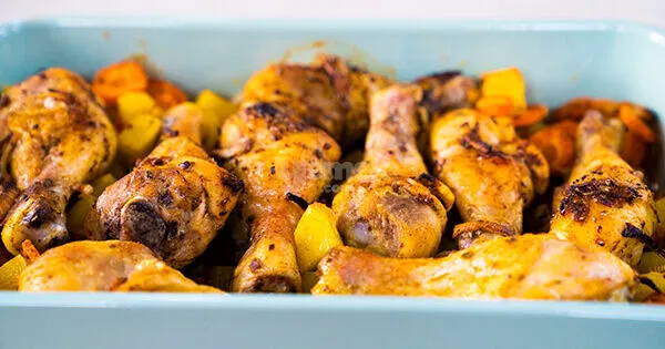 Fırında Tavuk Baget ve Sebzeler